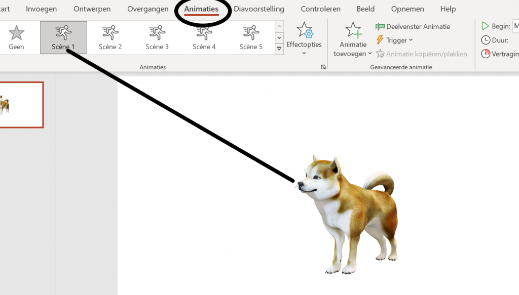 Animatie aan 3D-model in PowerPoint toevoegen.